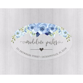 Oval Return Address Stickers, Clear Transparent Labels, Party Favor Return Address Stickers - Kelly (#308-008-OV-C-WT-B)