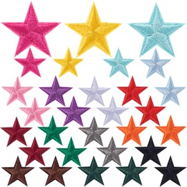 ANCIRS 30 Pcs Star Iron on Patches, 1 Inch Embroidered Hat Patches Iron on, Applique Embellishments Sew on Star Patches for Clothes, Jackets, Crafts, Decoration (15 Colors)