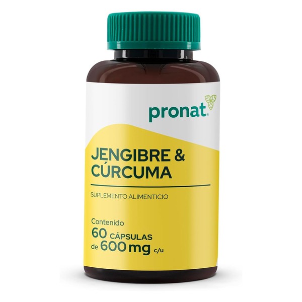 PRONAT Jengibre Crcuma, Suplemento Alimenticio, 60 cpsulas de 600 mg