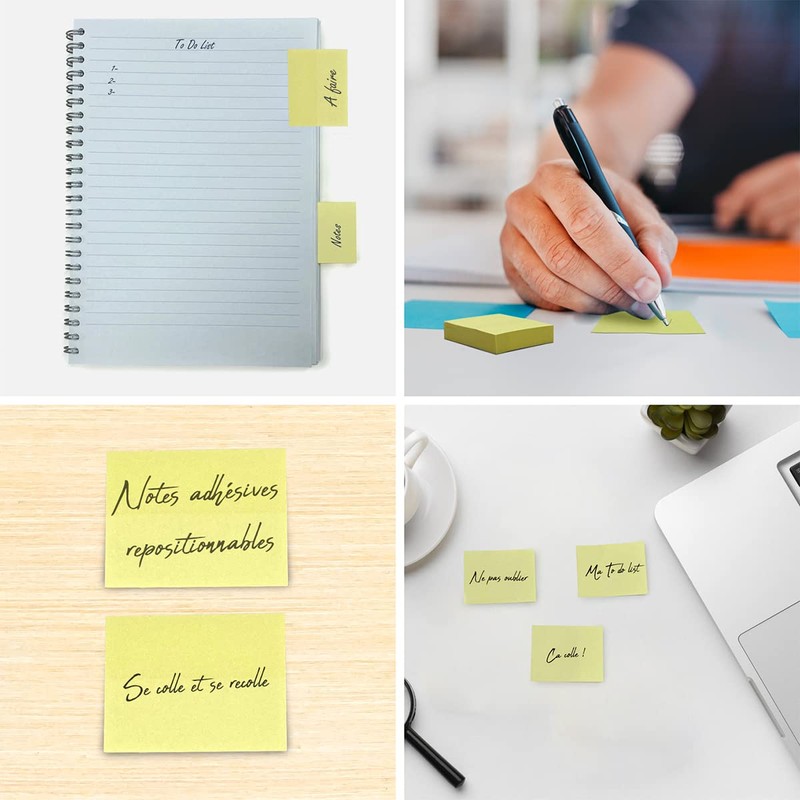 WAYTEX 1200 Sticky Notes Pastel Yellow 12 Pads of 100