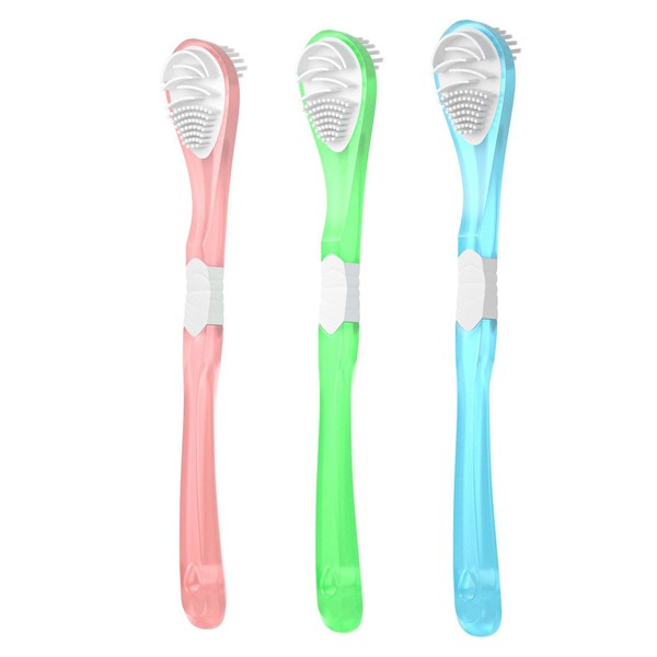 Y-Kelin Double-Side Desiged Tongue Scraper, Ultra-soft Tongue Brush Tongue Cleaner (3 PACK)