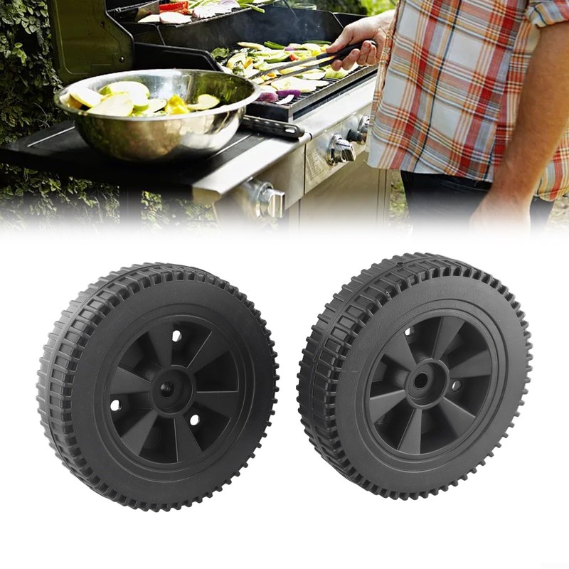 BBQ Grill Wheel, BBQ Wheels Oven Wheels, Black, 17.8 cm