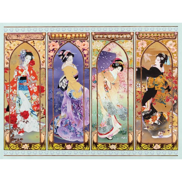 Bits and Pieces - 500 Piece Jigsaw Puzzle for Adults - Oriental Gate Quilt - 500 pc Geisha Jigsaw by Artist Haruyo Morita