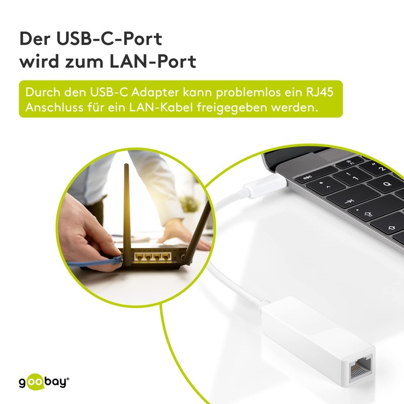 Goobay 66255 USB-C RJ45 Adapter, White