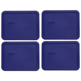 Pyrex 7211-PC 6-Cup Navy Blue Rectangle Plastic Food Storage Lid (4-Pack) - Made in USA