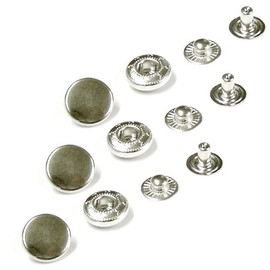 10 sets of 15mm snaps in Silver colour. Nickel Free Poppers, Snap fasteners, Press studs for Sewing, Leather craft. Belts, Clothes or Bags. Solid Brass Material.