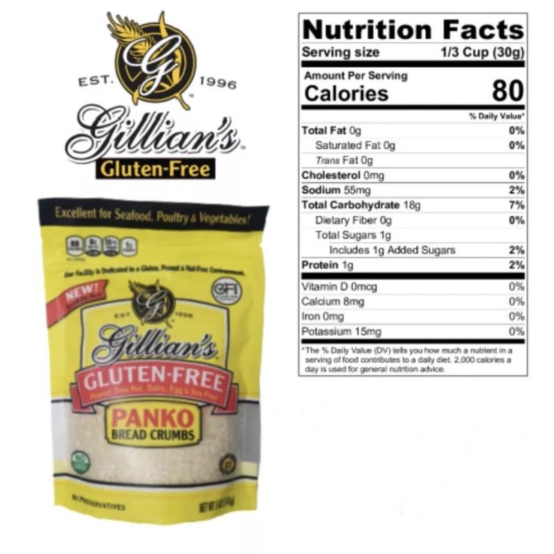 Gillian’s Foods Gluten Free Panko Bread Crumbs, 5oz (141g) Resealable