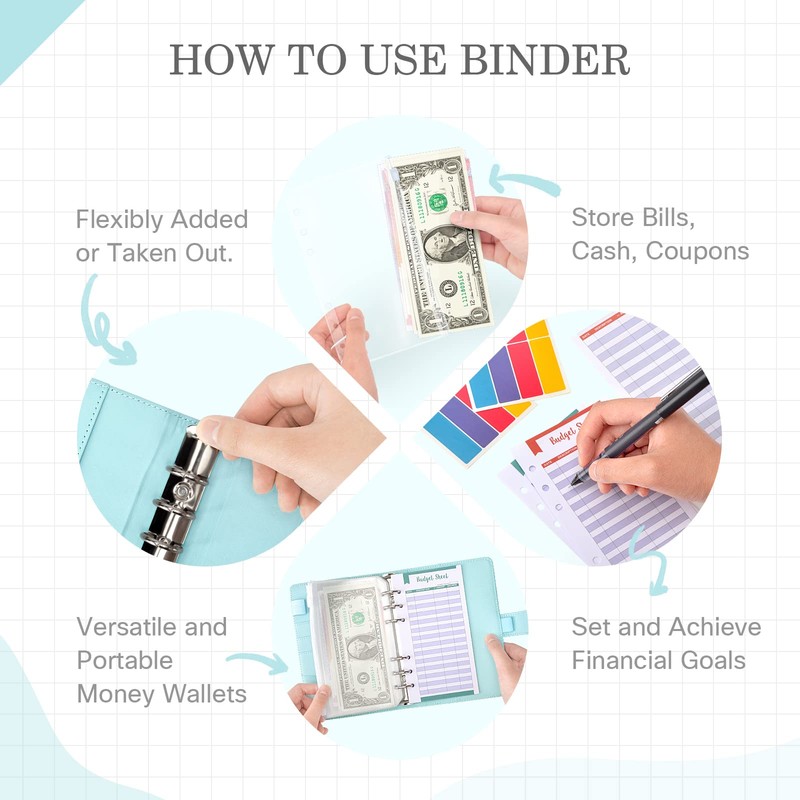 TOYESS 30Pcs Budget Binder Set for Money Saving Wallet, A6