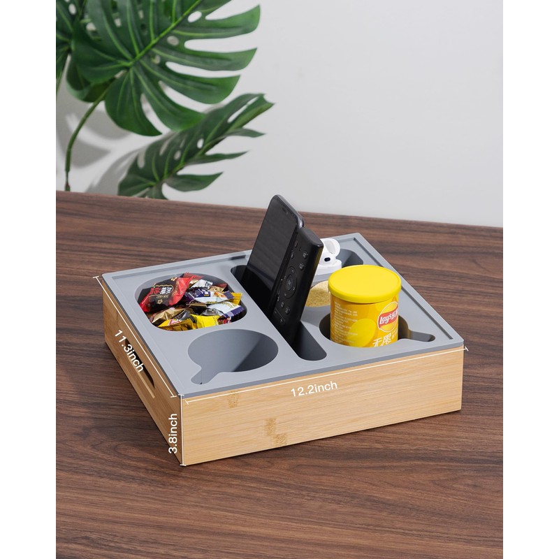 MsJelau Couch Cup Holder with Lid, Silicone Bed Caddy with