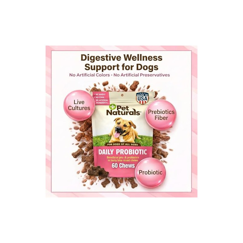 Pet Naturals Suplementos Naturales Daily Probiotics para Perros