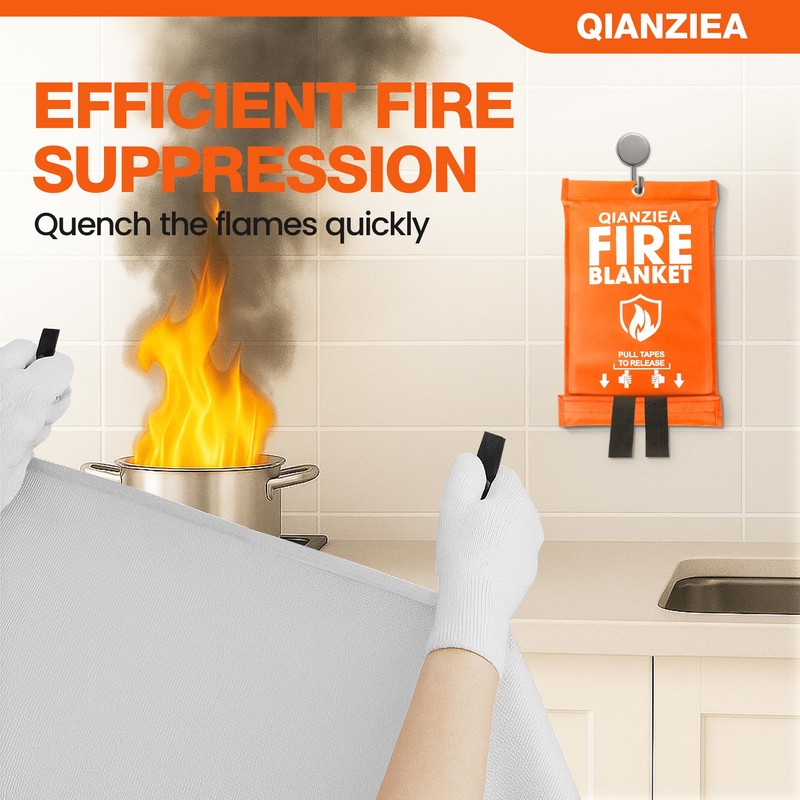 QIANZIEA Fire Blanket for Emergency Safety, Protective Flame Resistant Cover