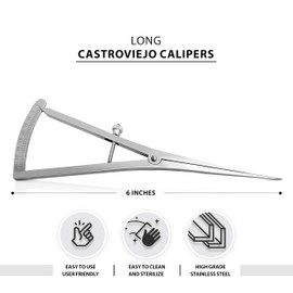 DEXSUR Castroviejo Calipers and Castroviejo Long Calipers - Precision Measurement Tools Accurate Measurements in 3.5 inches - 7 inches & Straight, Angled, and Round Variations (6" 40mm, Straight)