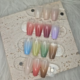 Gradient handmade nail tip color selection available - Short Round / 그라데이션 수제네일팁 컬러선택가능 - 숏라운드