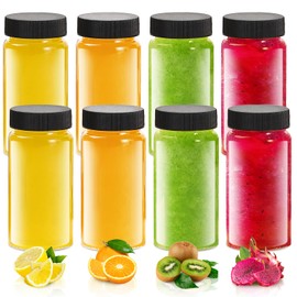 Jarsoph 2oz Clear Glass Bottle with Lids, 60ml Small Glass Jar, Leakproof Mini Travel Bottles, Decorative Bottles Set for Juice, Wellness, Spices, 8 Pack