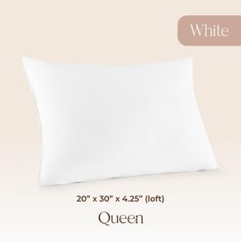 Down Alternative Pillow Queen Size - Luxury Hotel Pillow for Back Stomach & Side Sleepers with Ergonomic Support & Softness GOTS Certified Organic Casing and Lightweight & Breathable Filling (Queen)