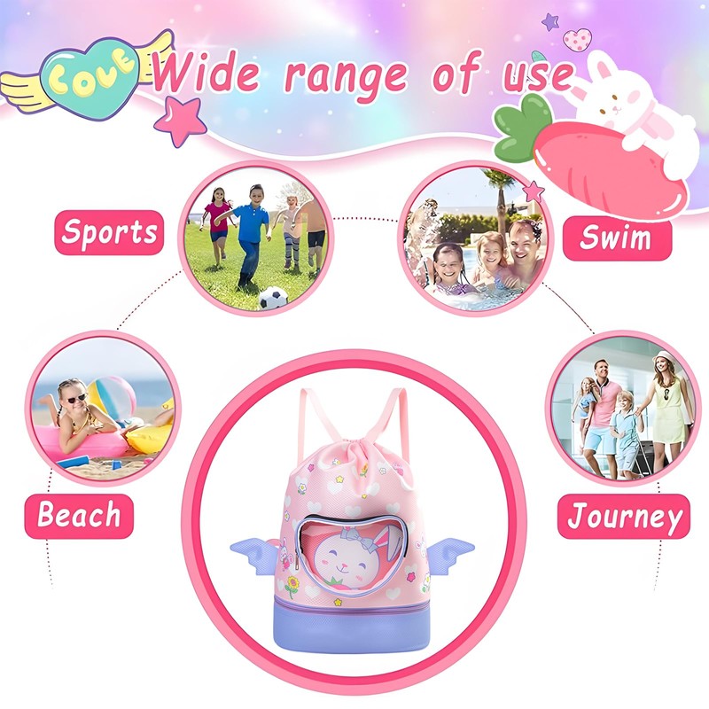 SilverChry Swimming Backpack Waterproof Children's Beach Backpack with Separation Shoe
