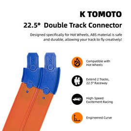 K TOMOTO 22.5 Degree Double Curved Track Connector Compatible with Hot Wheels, 2 Lane Banked Turn for Hotwheels Racetrack Pieces Replacement