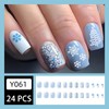 Christmas Press on Nails Short - Blue Snowflake Pattern Square
