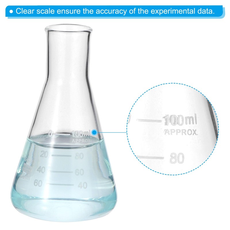 PATIKIL Erlenmeyer Flask, 12 Pcs 100ml 3.4oz Narrow Mouth Graduated