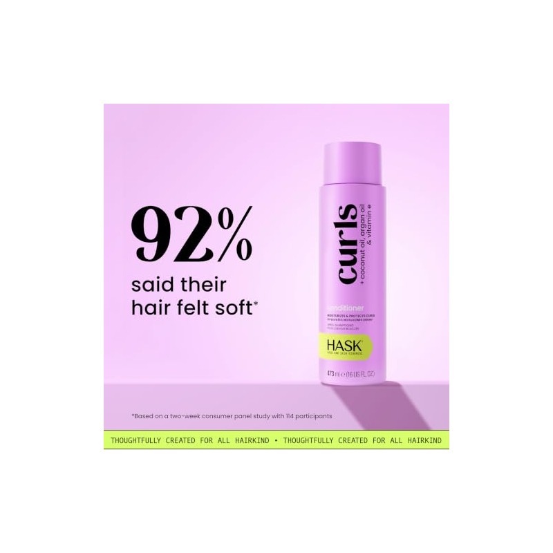 HASK, Curls + Argan Coconut & Vitamin E Oils, Acondicionador,
