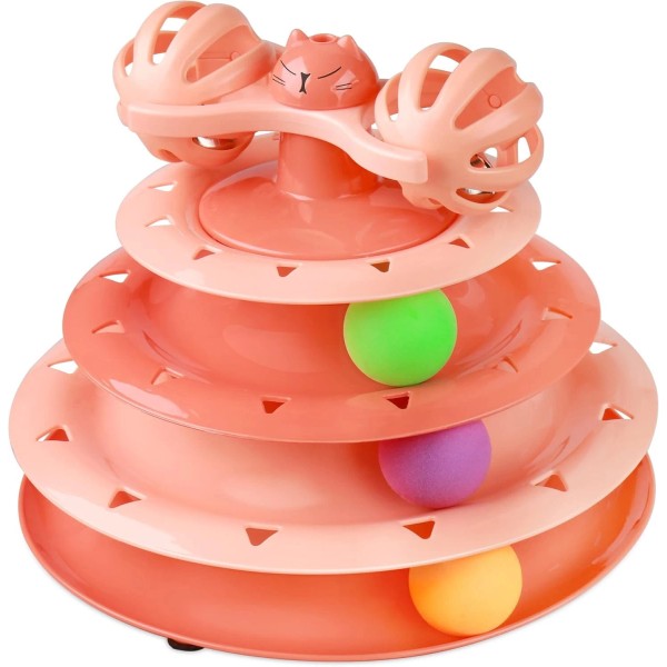 UPSKY Cat Toy Roller 4-Level Turntable Balls with C-Gradient Orange