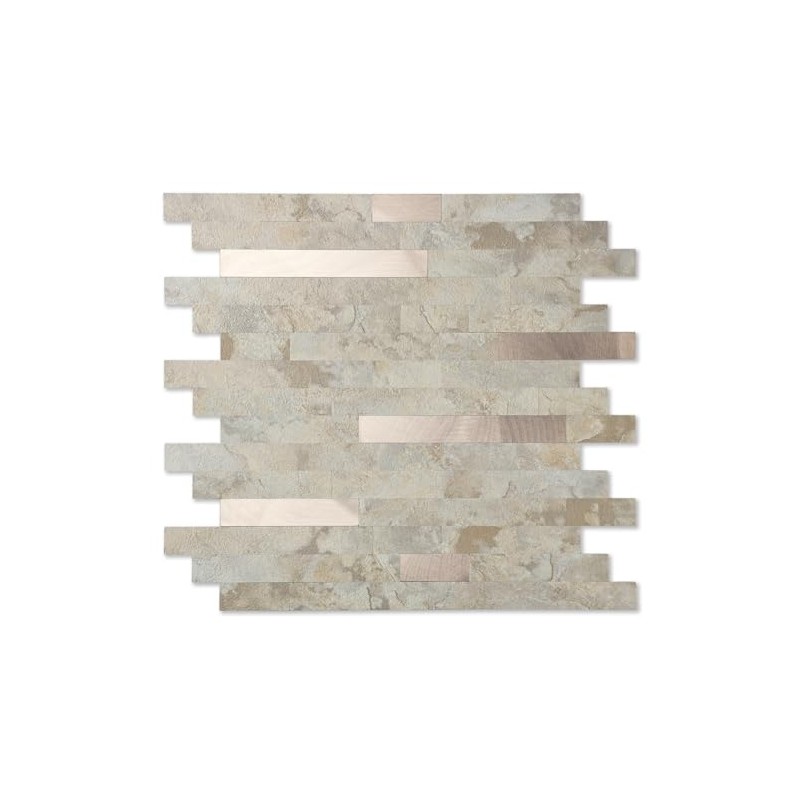 Yipscazo Peel and Stick Stone Metal Backsplash, Stick on Tiles