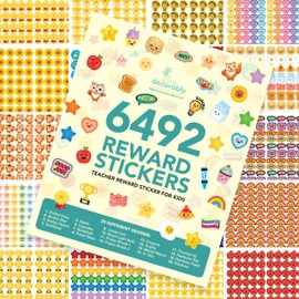 Decorably Assorted Reward Stickers for Kids - 6492 Teacher Stickers for Teachers, 60 Sheets Good Job Sticker, Tiny Stickers Reward, Reward Stickers Teacher, Teachers Stickers
