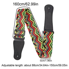 Guitar Strap, Adjustable Cotton Guitar Strap, Genuine Leather Ends Jacquard Guitar Strap, Guitar Shoulder Strap with Leather Ends Strap Locks Guitar Neck, for Electric Guitar Bass Acoustic Guitar