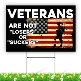 BAVAHA [18"x12"] Veterans Are Not Suckers Or Losers Yard Sign Election 2024 Sign Kamala Harris Walzr 2024 Sign Veterans For Harris Walz Yard Sign Vote democrat Sign Political Yard Sign Outdoor Home Decor (Double Sided/ Plastic/ Metal H Stake)