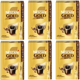 Nescafe Gold Blend Sticks, Black, 8 Sticks (2g/pcs) x 6 Boxes, Regular Soluble Coffee, Individually Wrapped