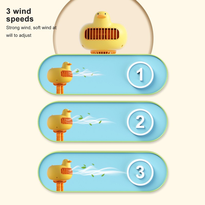 Portable Stroller Fan Low Noise Duck Shape Cute 2 Power