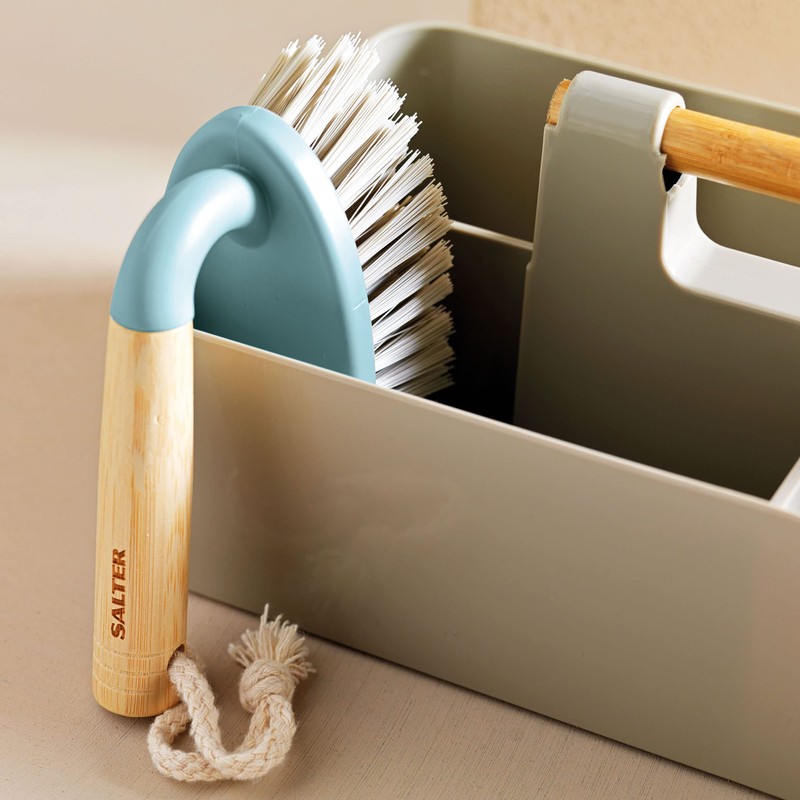 Salter LASAL71403C2EU7 Scrubbing Brush With Wooden Handle, Strong/Durable Stiff Bristles,