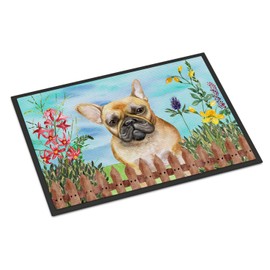 Caroline's Treasures CK1250MAT French Bulldog Spring Door Mat, Indoor Rug or Outdoor Welcome Mat 18x27 Doormat, 18H X 27W, Multicolor