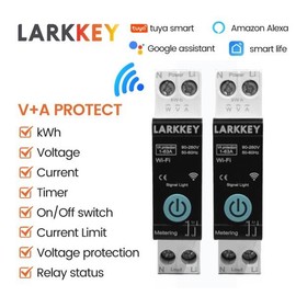 TUYA WIFI 지능 회로 차단기 전력 측정 DIN 레일 스마트 홈 LARKKEY 용 무선 원격 제어 스위치 TUYA WIFI Intelligent Circuit Breaker Power Measurement DIN Rail Smart Home LARKKEY for Wireless Remote Control Switch [01 1-63A Adjustable]