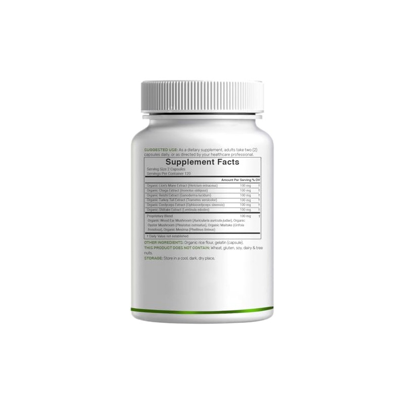 Organic Mushroom Supplement, 8,000mg Per Serving, 240 Veggie Capsules 10