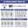 WORKPRO 22-Piece Socket Set with 3-in-1 Ratchet Handle, 1/4, 3/8,