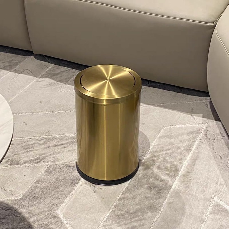 2.4 Gallon Brass Gold Bathroom Trash Can, Fancy Waste Basket