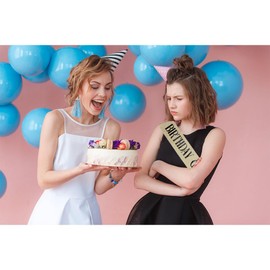 Birthday Girl Sash for Women Black Glitter Sash with Colorful Foil Lettering Sweet 16th 18th 21st 25th 30th 40th Birthday Gifts Decorations For Party Gold Black, 1 Pack