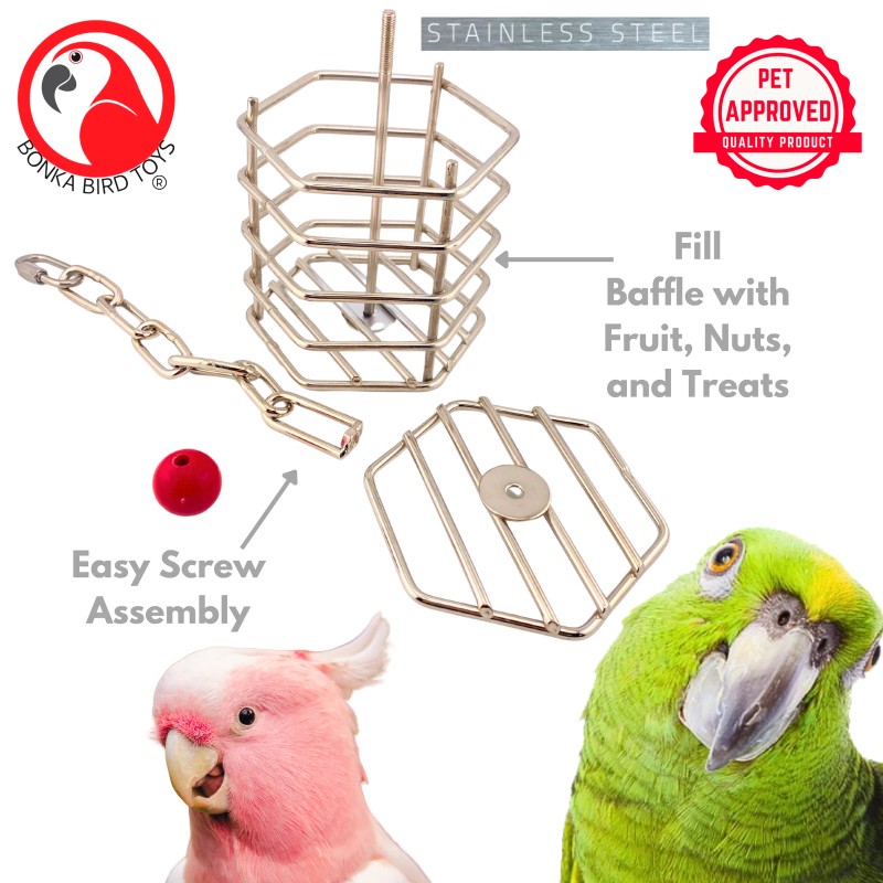 Bonka Bird Toys 00196 Small Stainless Steel Baffle Cage Treat