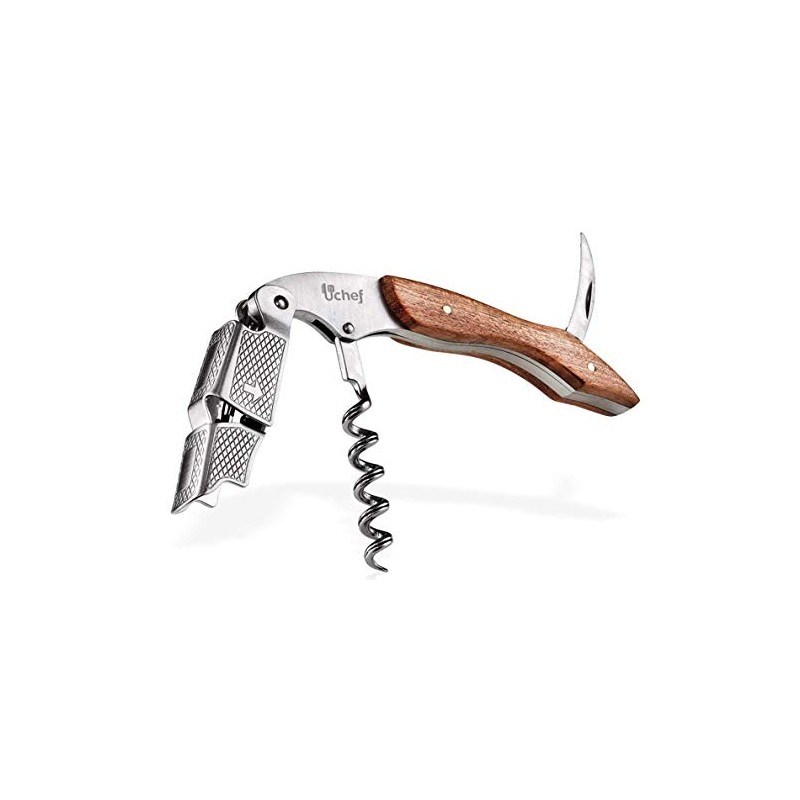 U Chef Sacacorchos de madera premium, destapador/destapa corchos multifuncional de