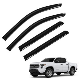 FIILINES Rain Guards for Toyota Tacoma 2024-2026, Tape-On Side Window Deflectors Visors for Tacoma, 4PCS, Black