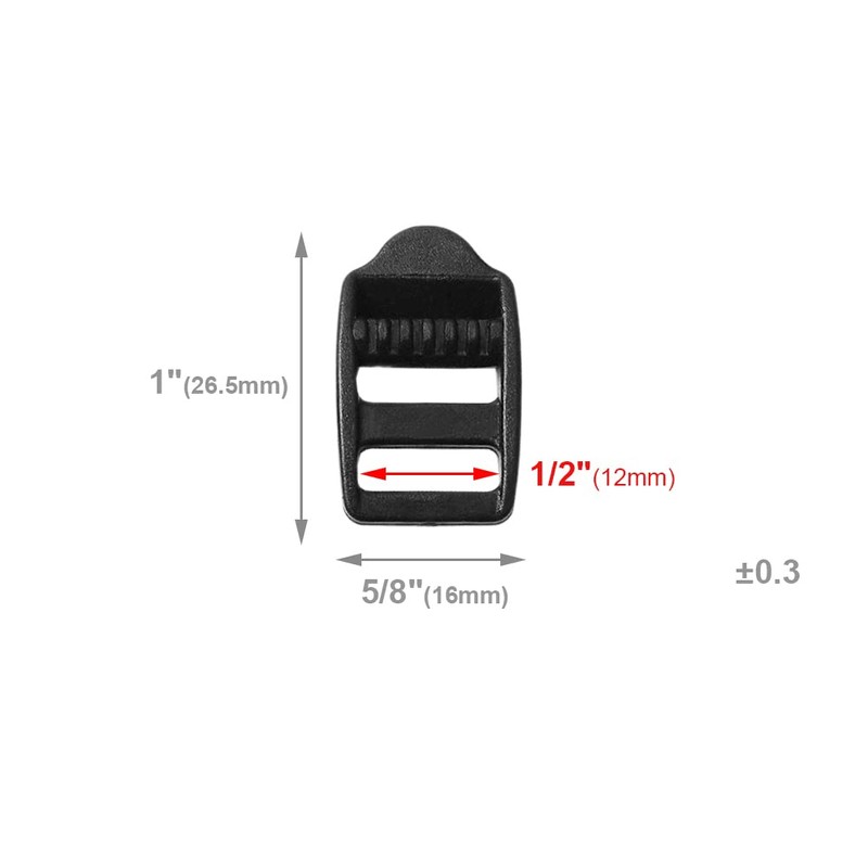 CooBigo 25 Pack 1/2"(12mm) Webbing Plastic Ladder Lock Buckle Black