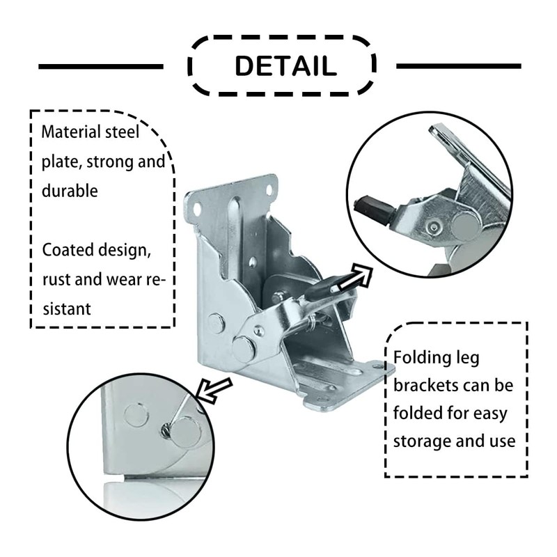 Folding Leg Brackets 4PCS 90° Self-Locking Hinges Lock Extension Support