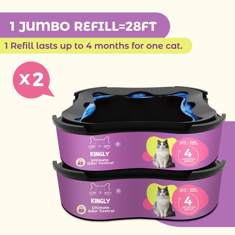 Premium Cat Litter Refill Bags |Jumbo 28FT 2-Pack | Lasts