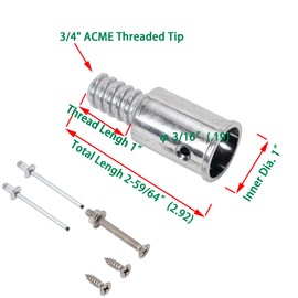 EESC2Y Metal 1" Threaded Tips Replacement for Wood Push Broom Handle Threaded End