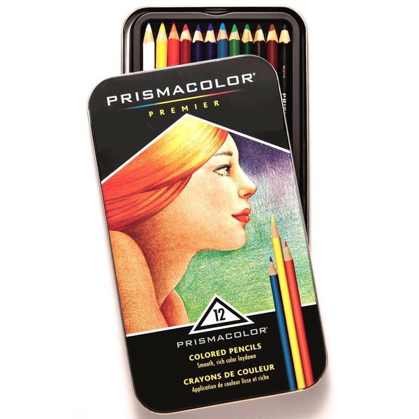 Prismacolor Premier Colored Pencils - Metal Tin Gift Set - 12 Assorted Color Set