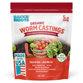 Back to The Roots Organic Worm Castings for Plants, Natural Fertilizer and Soil Enhancer for Gardening, Made in The USA, 5lb