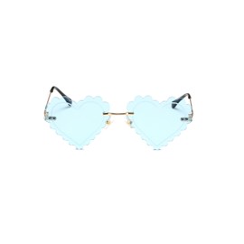 QVKUUT Stylish Irregular Rimless Heart Shape Sunglasses for Party and Dancing, lightblue