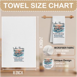 Lake House Gifts Kitchen Towels, Gifts for Lake Lovers Dish Tea Towels, Coastal Beach Summer Pontoon Boat Decorative Hand Towels for Kitchen Bathroom, 16x24 Inch