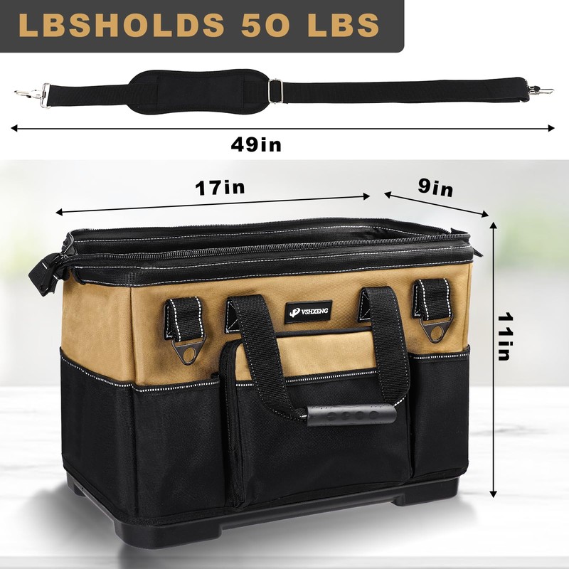 VSHXENG 17 IN Large Tool Bag For Men Heavy Duty,
